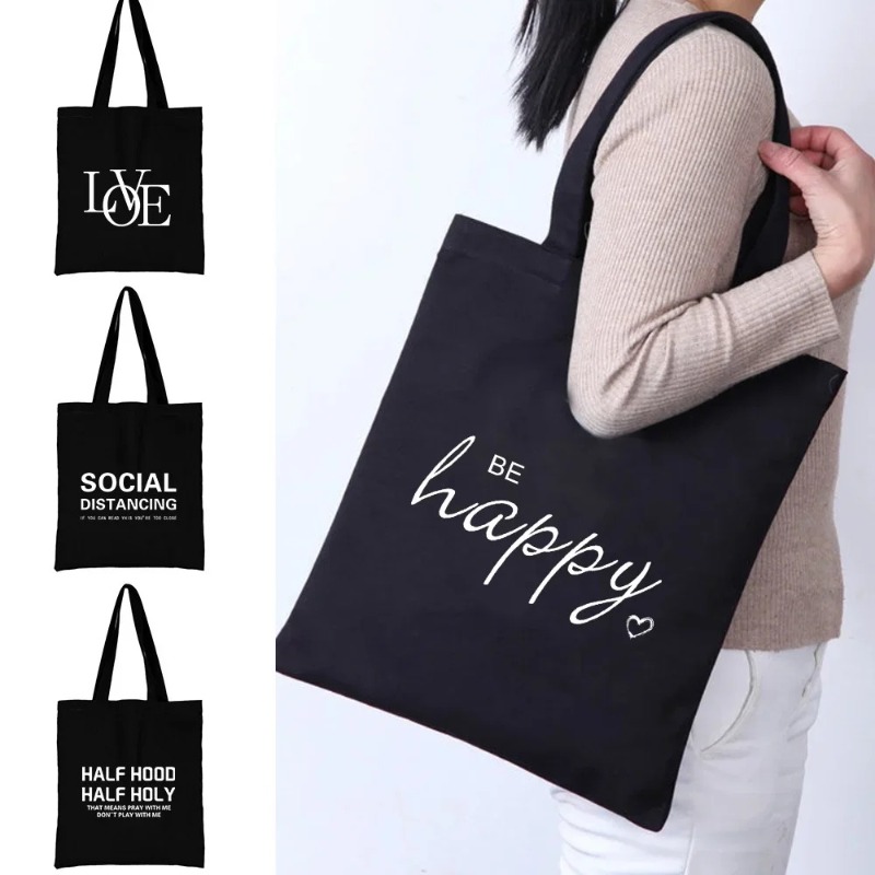 Women'S Bags For Work - Kawaii الكرتون البرتقال القط طباعة أسود