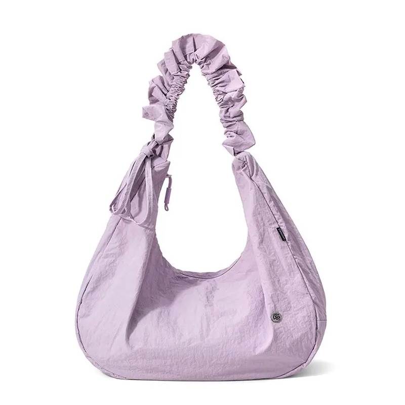 Hobo Bag Slouchy - حقيبة نسائية من النايلون المجعد، حقيبة