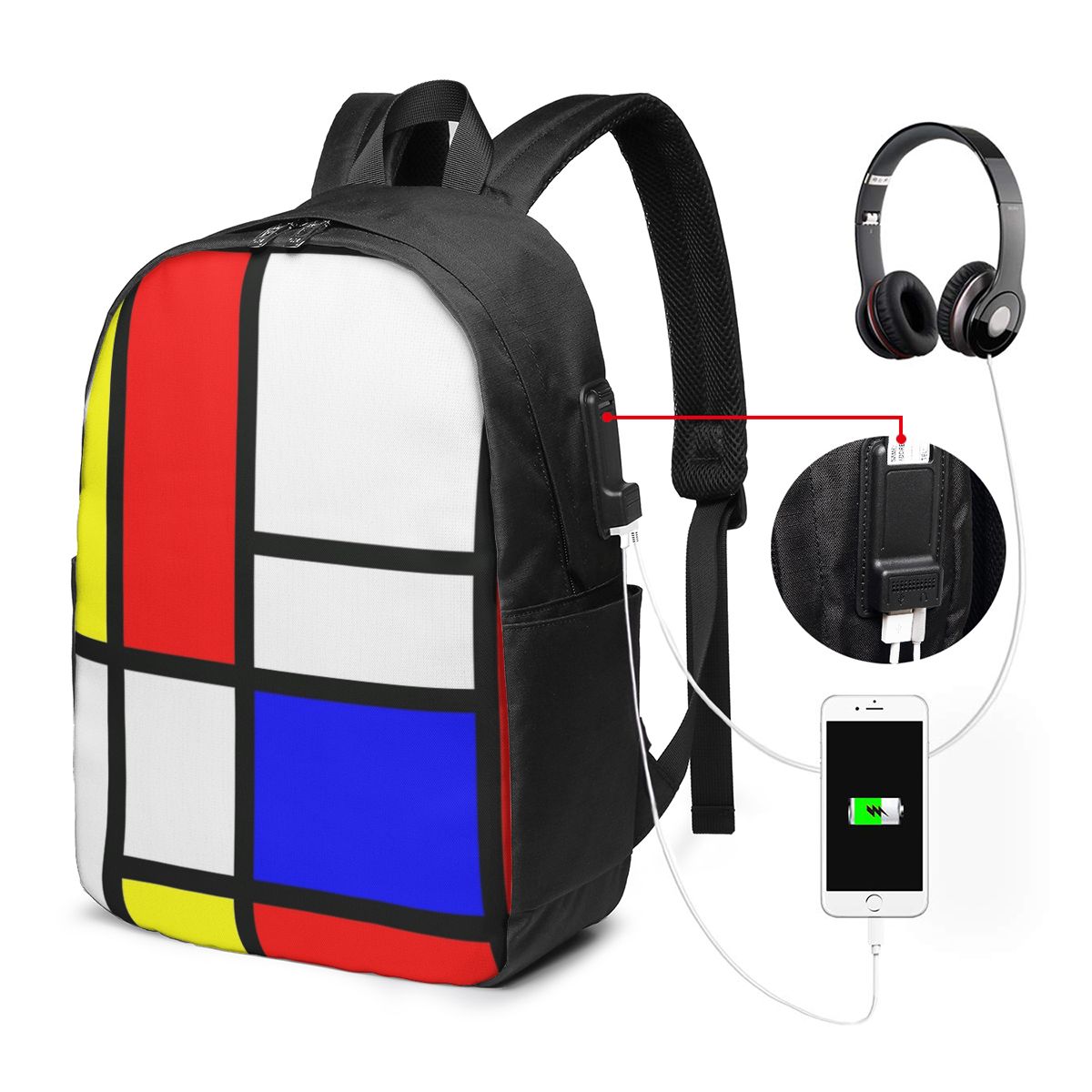 Women'S Bag - حقيبة ظهر من Piet Mondrian Composition،