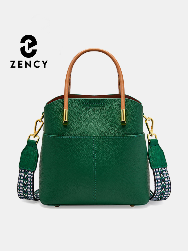 Women Bags Green - حقيبة دلو من الجلد الطبيعي عالية