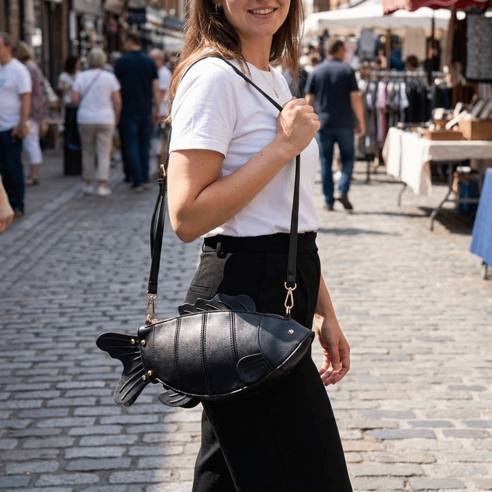 Hobo Bag Slouchy - حقيبة كتف إبداعية على شكل سمكة