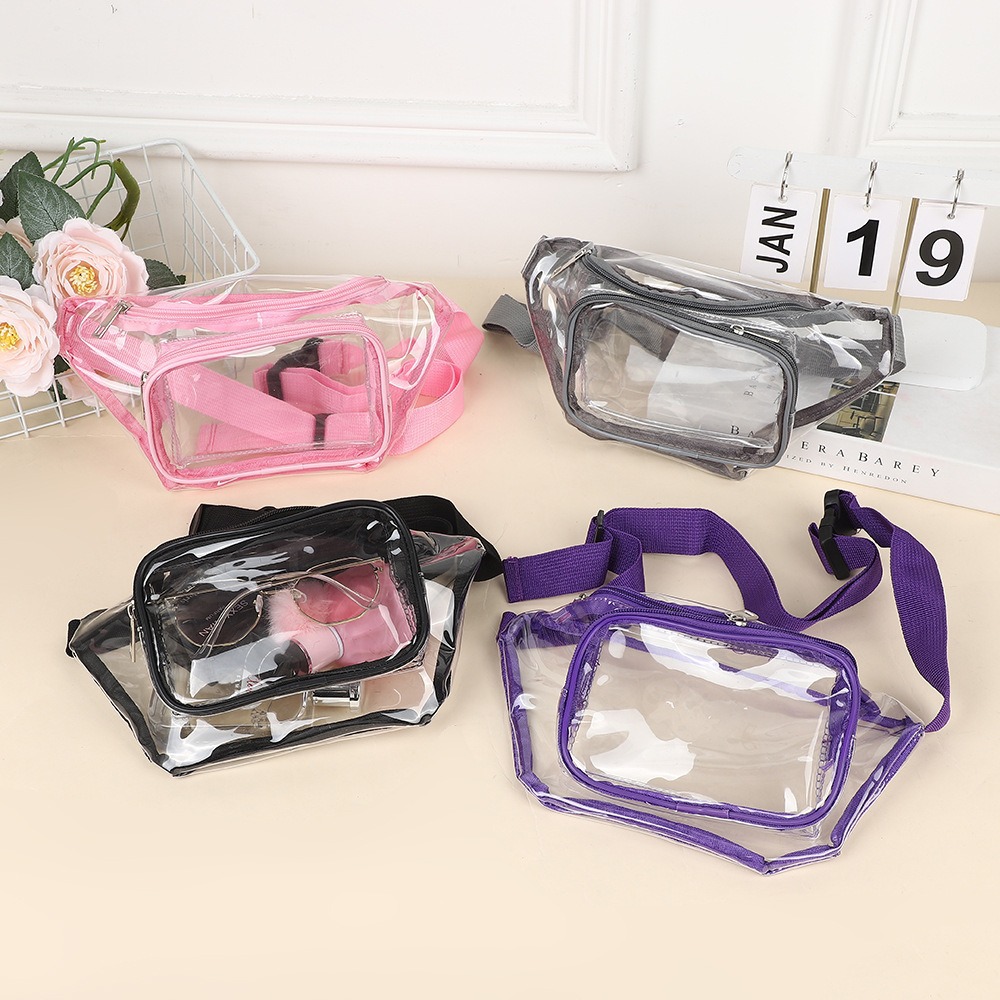 Women Bags Pack - حقيبة خصر شفافة من البولي فينيل