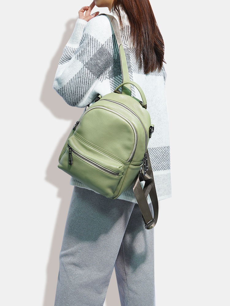 حقيبة ظهر من الجلد بسعة كبيرة  - مراجعة Women Bags Green وسعره