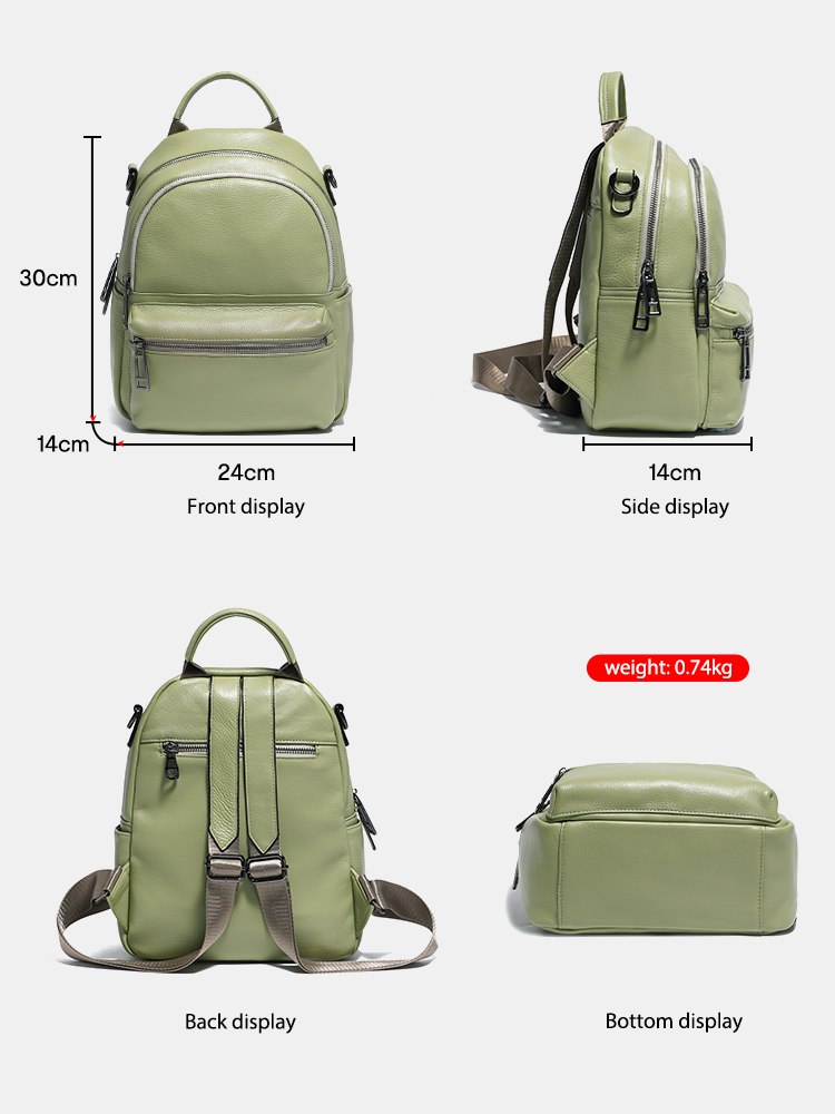 حقيبة ظهر من الجلد بسعة كبيرة  - مراجعة Women Bags Green وسعره