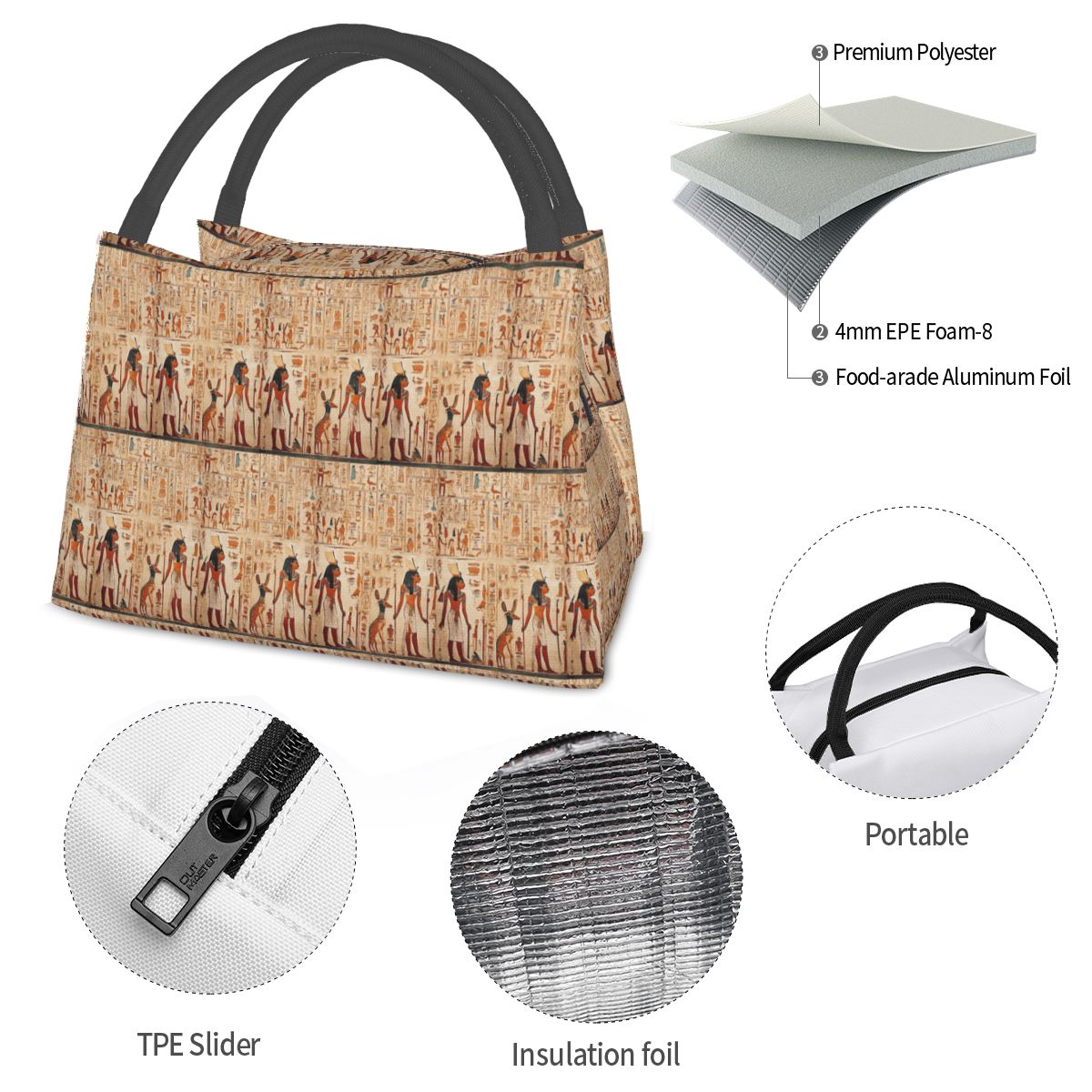 حقيبة غداء معزولة بتصميم مصر ا - مراجعة Women Bags Egypt وسعره