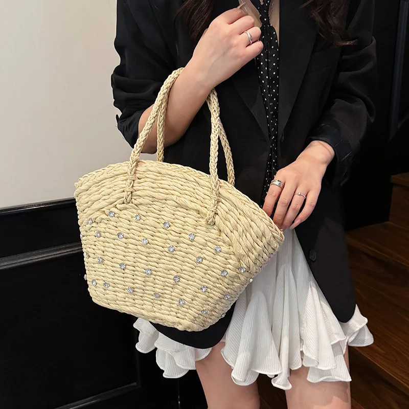القش المنسوجة الماس عالية الجو - مراجعة Women Bags Branded Sale وسعره